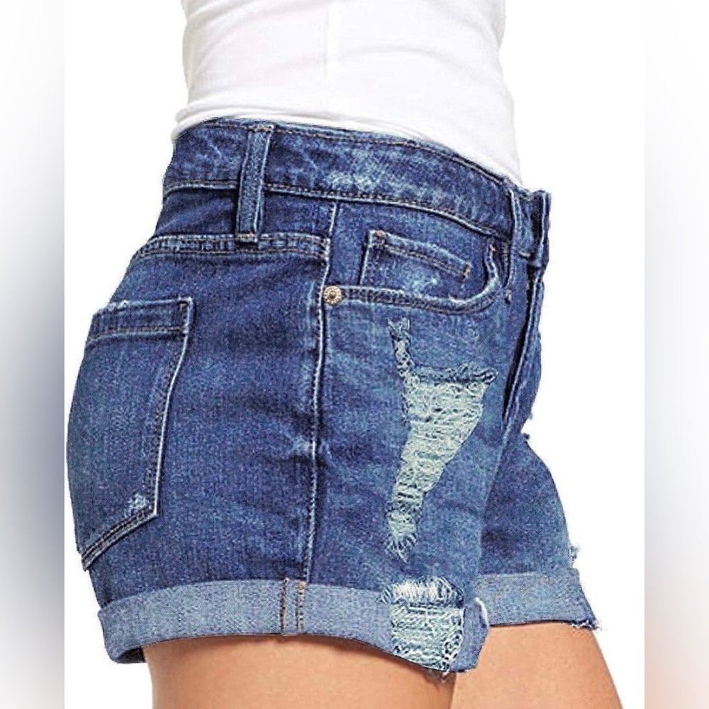 VIGOSS / GIRLS' PATCH SHORTS / Exposed Button Denim Shorts / Size 14